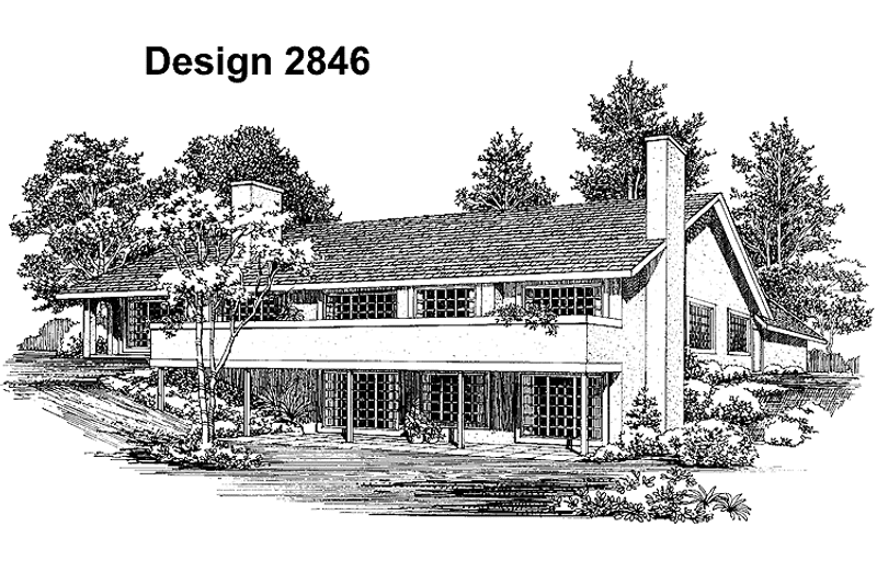 Home Plan - Exterior - Rear Elevation for Adobe / Southwestern House Plan #72-752 - 4 bed, 3.5 bath