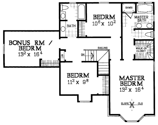 House Blueprint - Country Floor Plan - Upper Floor Plan #72-1078