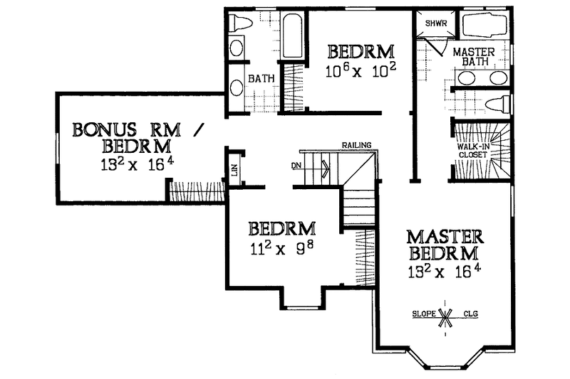 Home Plan - Floor Plan - Upper Floor for Country House Plan #72-1078 - 3 bed, 2.5 bath