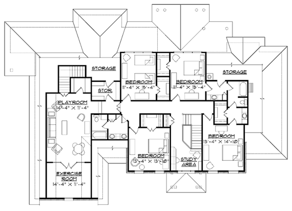 Colonial Floor Plan - Upper Floor Plan #1054-5