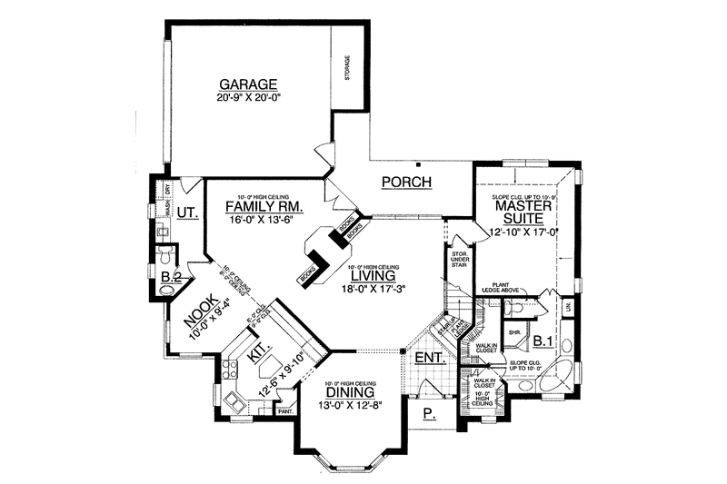 Home Plan - Floor Plan - Main Floor for Country House Plan #40-476 - 3 bed, 2.5 bath