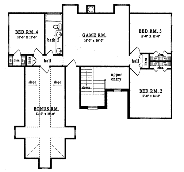 European Floor Plan - Upper Floor Plan #42-268