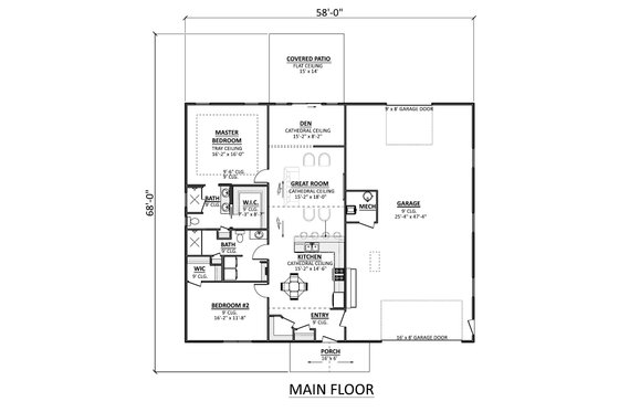 Floor Plan - Main Floor for Cabin House Plan #1089-51 - 2 bed, 2 bath