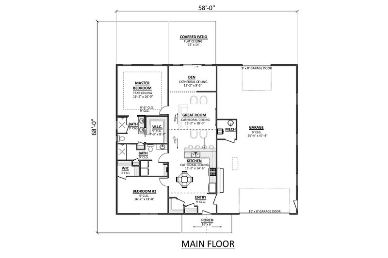Dream House Plan - Floor Plan - Main Floor for Cabin House Plan #1089-51 - 2 bed, 2 bath