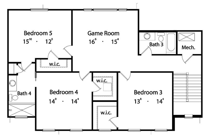 Dream House Plan - Floor Plan - Upper Floor for Classical House Plan #417-759 - 5 bed, 4.5 bath
