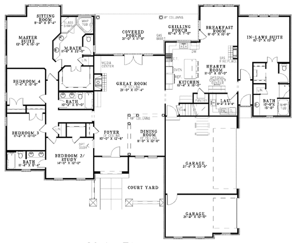 House Plan Design - European Floor Plan - Main Floor Plan #17-2931