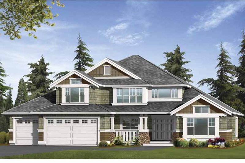 House Plan Design - Exterior - Front Elevation 3 for Craftsman House Plan #132-394 - 4 bed, 2.5 bath