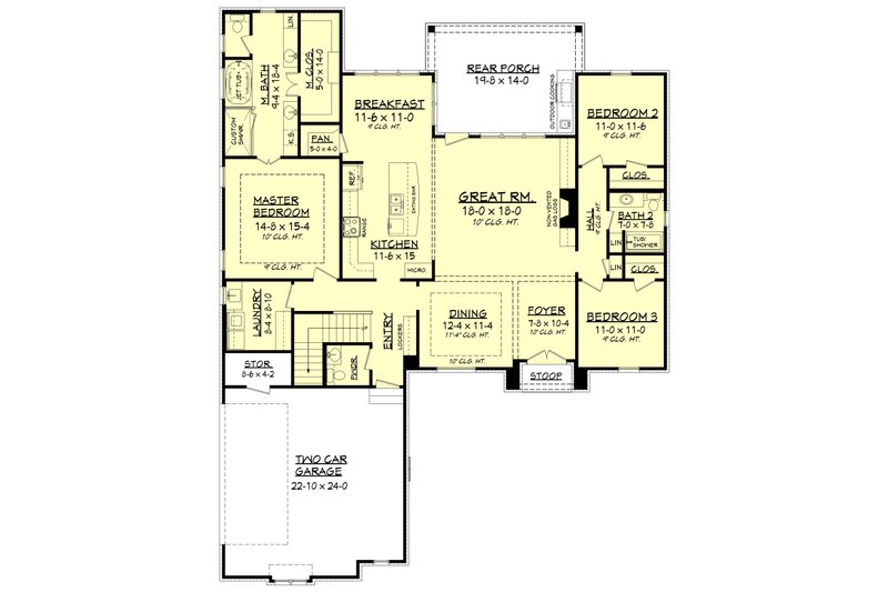 Architectural House Design - Floor Plan - Main Floor for European House Plan #430-136 - 3 bed, 2.5 bath