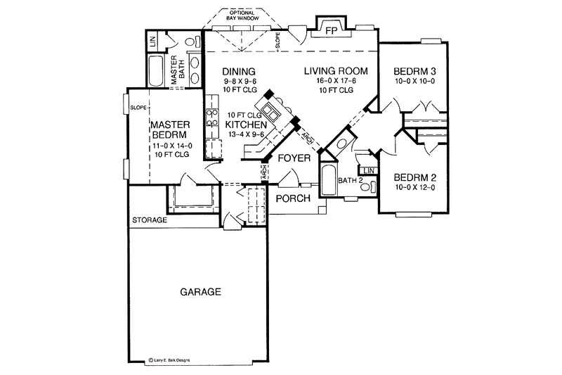 Dream House Plan - Floor Plan - Main Floor for Ranch House Plan #952-170 - 3 bed, 2 bath