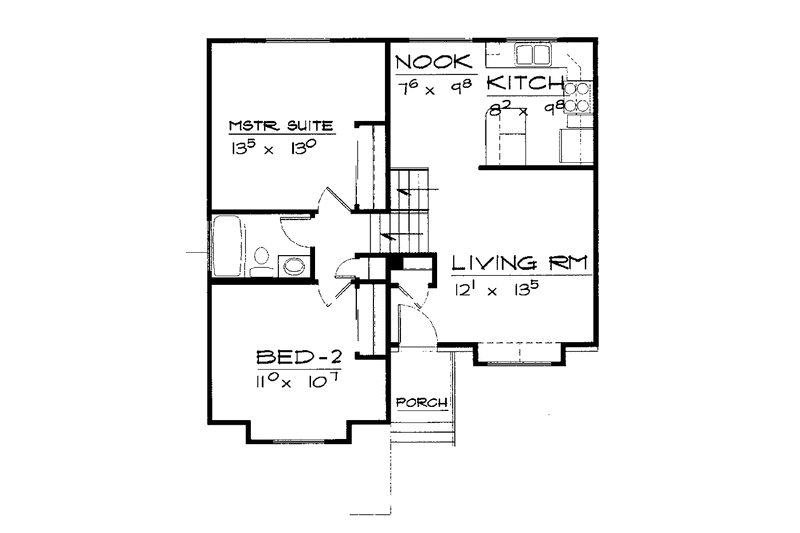 Home Plan - Floor Plan - Main Floor for Contemporary House Plan #308-284 - 2 bed, 1 bath