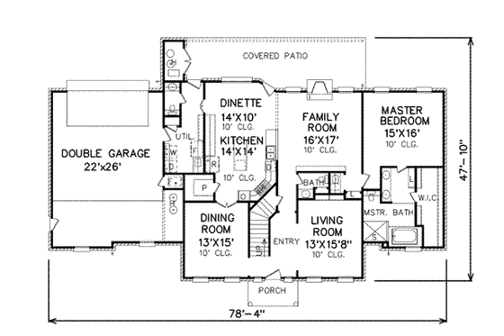 Floor Plan - Main Floor for Southern House Plan #65-150 - 4 bed, 5 bath