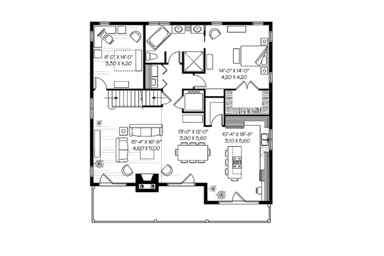 Floor Plan - Main Floor for European House Plan #23-2423 - 3 bed, 2.5 bath