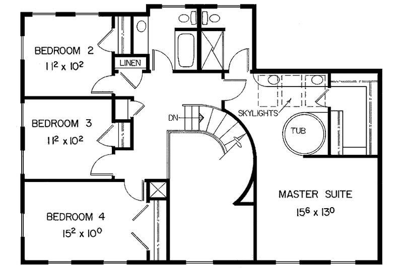 Architectural House Design - Floor Plan - Upper Floor for Colonial House Plan #60-994 - 4 bed, 3.5 bath