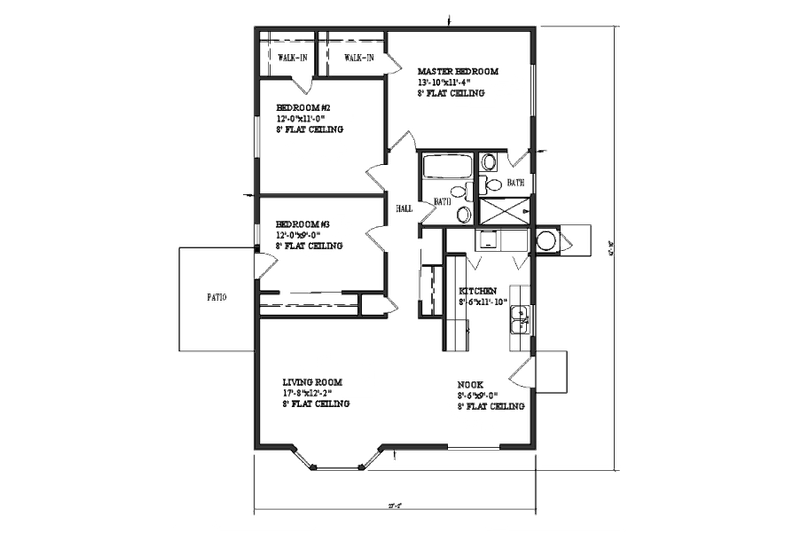 Dream House Plan - Floor Plan - Main Floor for Contemporary House Plan #1-986 - 3 bed, 2 bath