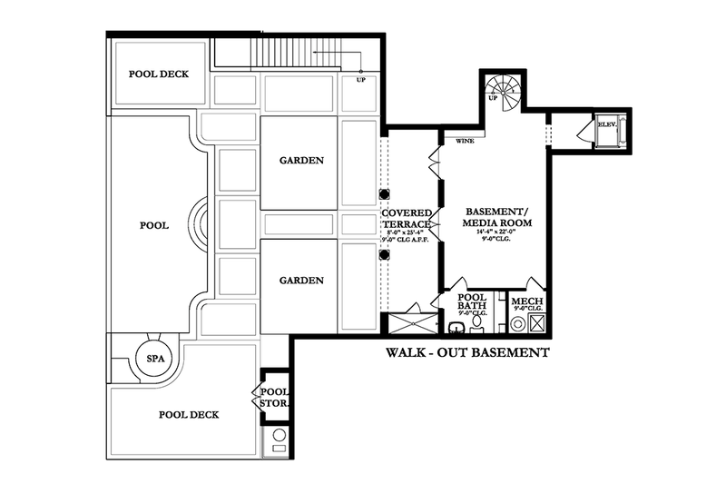 Architectural House Design - Floor Plan - Lower Floor for Mediterranean House Plan #1058-85 - 5 bed, 5 bath