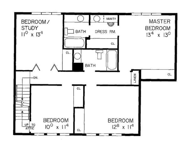 Architectural House Design - Tudor Floor Plan - Upper Floor Plan #72-789