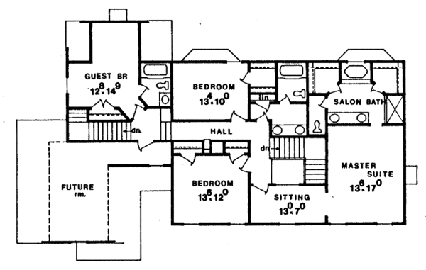 House Plan Design - Classical Floor Plan - Upper Floor Plan #405-288