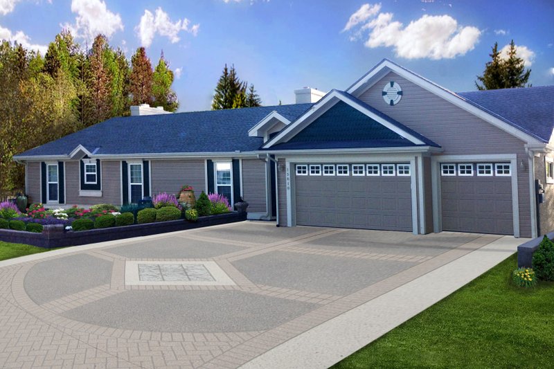 House Blueprint - Ranch Exterior - Front Elevation Plan #405-349