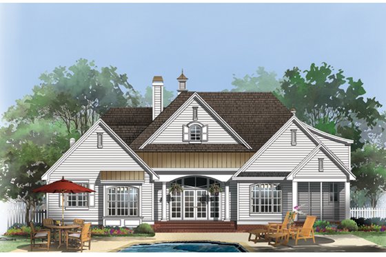 Exterior - Rear Elevation 1 for Traditional House Plan #929-924 - 3 bed, 2 bath