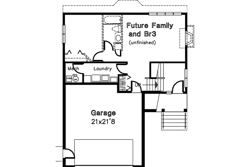 Dream House Plan - Floor Plan - Lower Floor for Country House Plan #320-630 - 2 bed, 2 bath