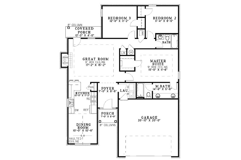 Dream House Plan - Floor Plan - Main Floor for Ranch House Plan #17-2975 - 3 bed, 2 bath