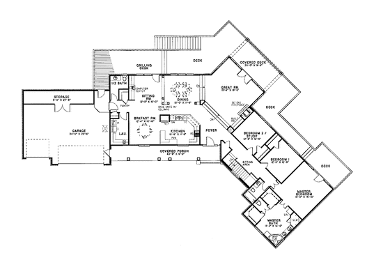 Floor Plan - Main Floor for Country House Plan #17-2636 - 4 bed, 3.5 bath