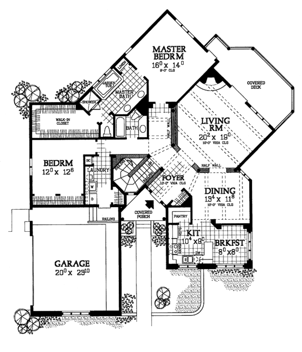 House Blueprint - Adobe / Southwestern Floor Plan - Main Floor Plan #72-1049