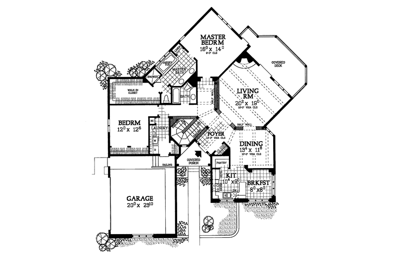Home Plan - Floor Plan - Main Floor for Adobe / Southwestern House Plan #72-1049 - 4 bed, 3 bath