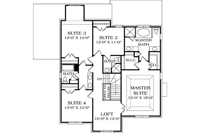 Home Plan - Floor Plan - Upper Floor for Traditional House Plan #453-549 - 4 bed, 4.5 bath