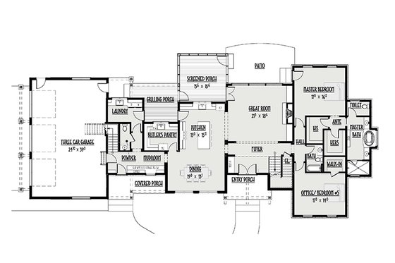 Floor Plan - Main Floor for Farmhouse House Plan #1088-9 - 5 bed, 4.5 bath