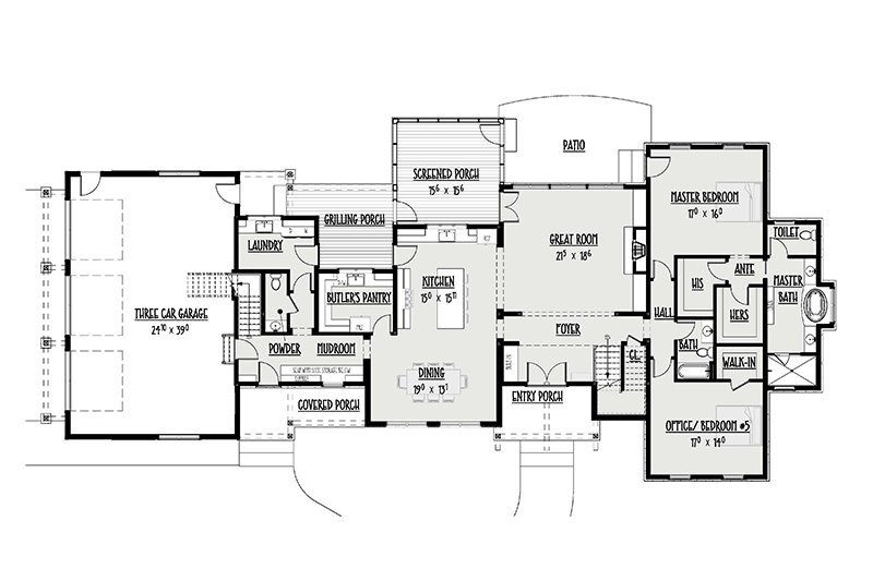 House Plan Design - Floor Plan - Main Floor for Farmhouse House Plan #1088-9 - 5 bed, 4.5 bath