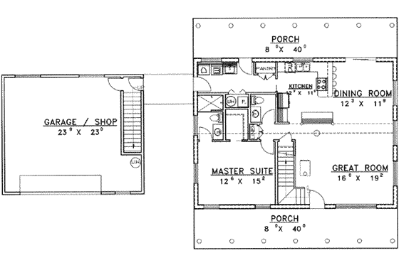 Floor Plan - Main Floor for Log House Plan #117-108 - 3 bed, 3 bath