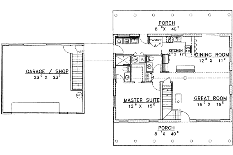 Home Plan - Floor Plan - Main Floor for Log House Plan #117-108 - 3 bed, 3 bath