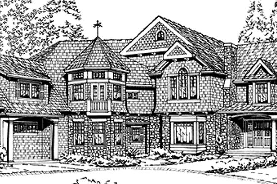 Exterior - Front Elevation 3 for Craftsman House Plan #132-246 - 5 bed, 5.5 bath