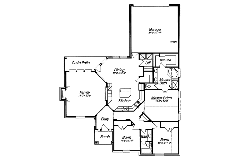 House Blueprint - Floor Plan - Main Floor for Mediterranean House Plan #946-5 - 3 bed, 2 bath