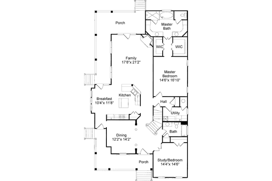 Floor Plan - Main Floor for Country House Plan #37-260 - 4 bed, 4 bath