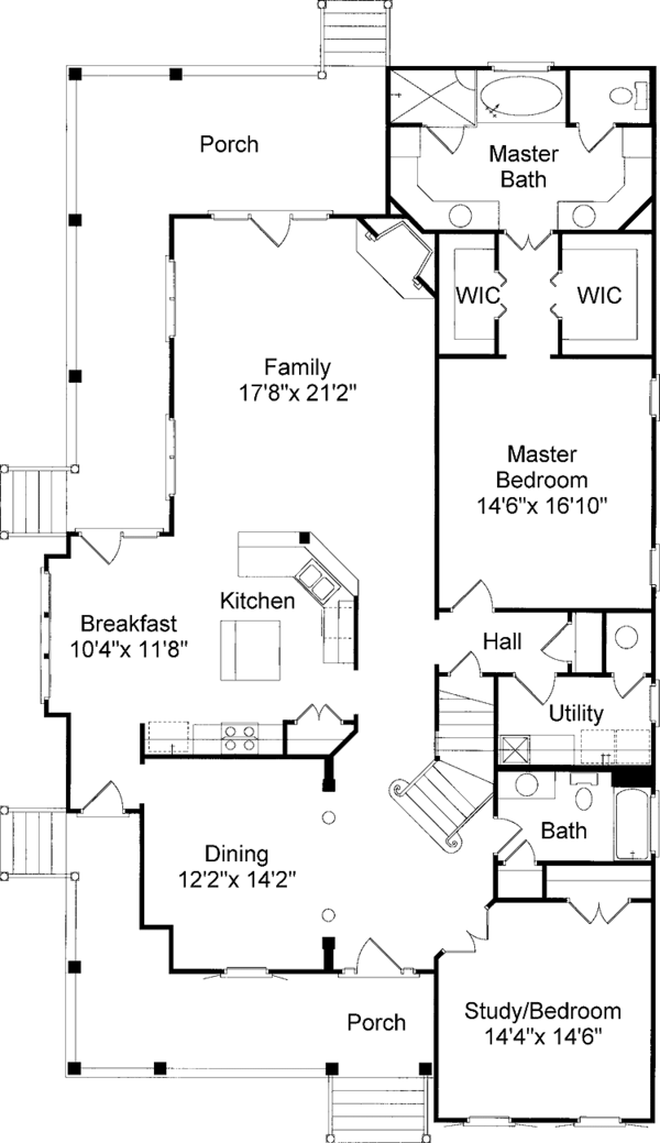 Architectural House Design - Country Floor Plan - Main Floor Plan #37-260