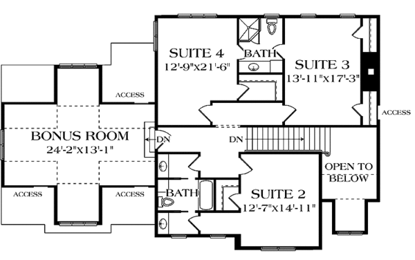 House Plan Design - Craftsman Floor Plan - Upper Floor Plan #453-559
