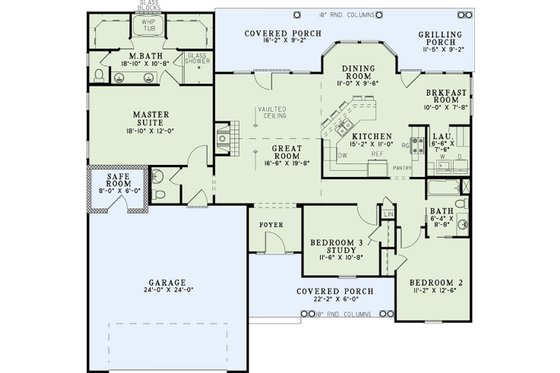 Floor Plan - Main Floor for Country House Plan #17-2550 - 3 bed, 2.5 bath