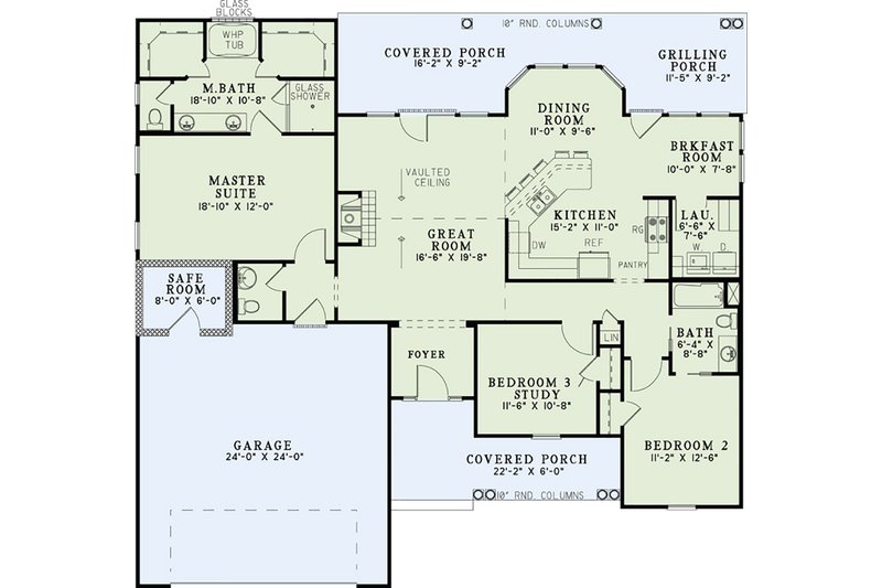 Architectural House Design - Floor Plan - Main Floor for Country House Plan #17-2550 - 3 bed, 2.5 bath