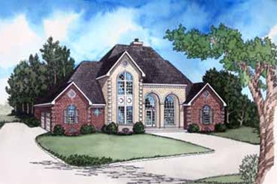 Exterior - Front Elevation for European House Plan #16-252 - 4 bed, 3.5 bath
