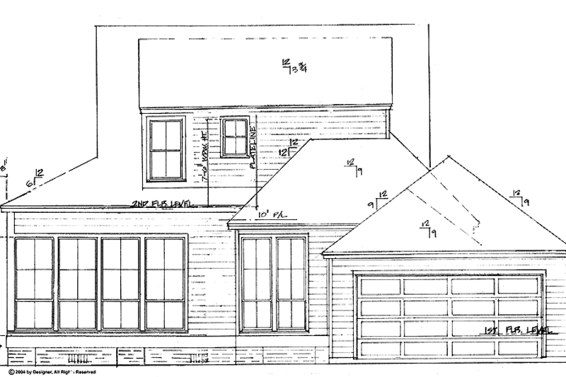 Home Plan - Exterior - Rear Elevation for Country House Plan #301-145 - 3 bed, 2.5 bath
