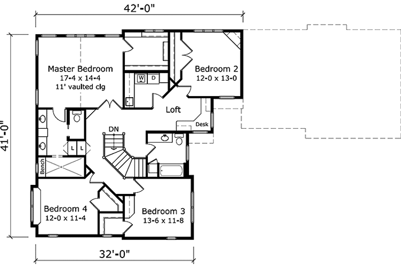 Home Plan - Floor Plan - Upper Floor for Country House Plan #981-2 - 4 bed, 2.5 bath
