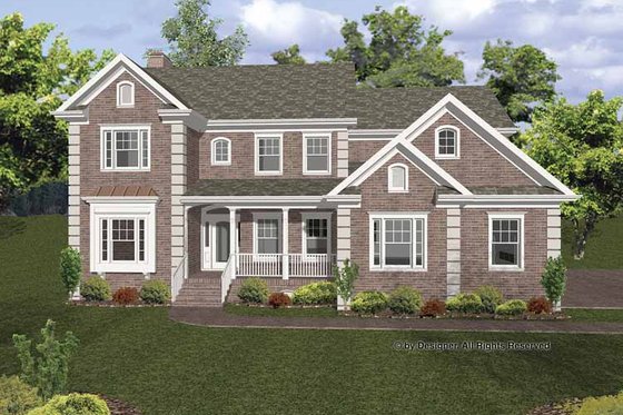 Exterior - Front Elevation 3 for Traditional House Plan #56-670 - 4 bed, 4 bath
