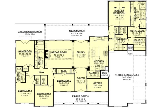 Floor Plan - Main Floor for Farmhouse House Plan #430-222 - 4 bed, 3.5 bath