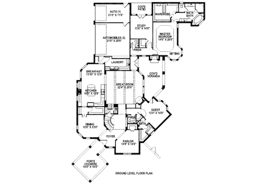 Floor Plan - Main Floor for European House Plan #141-268 - 4 bed, 4.5 bath