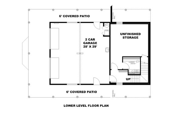 Floor Plan - Lower Floor for Craftsman House Plan #117-1116 - 2 bed, 2 bath