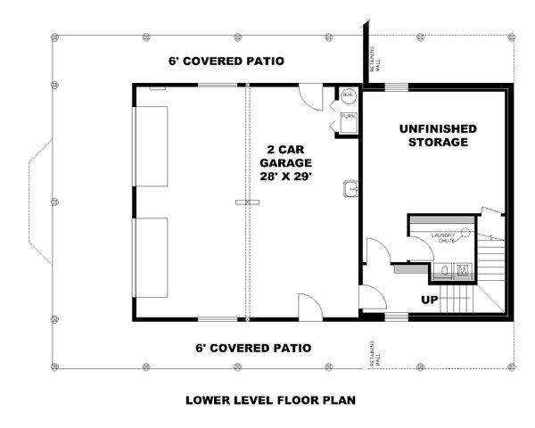 Floor Plan - Lower Floor for Craftsman House Plan #117-1116 - 2 bed, 2 bath
