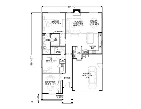 Craftsman Floor Plan - Main Floor Plan #53-532