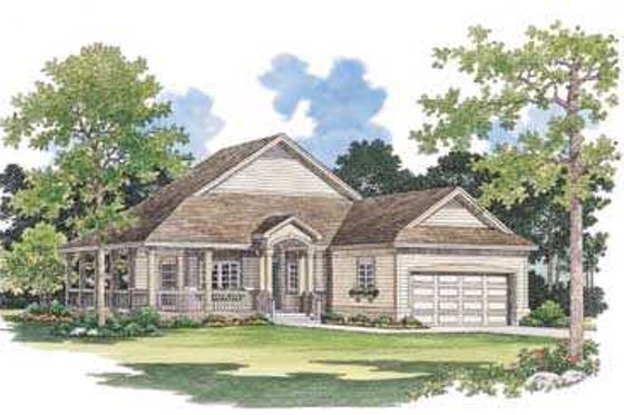 Exterior - Front Elevation 3 for Country House Plan #72-103 - 2 bed, 2 bath